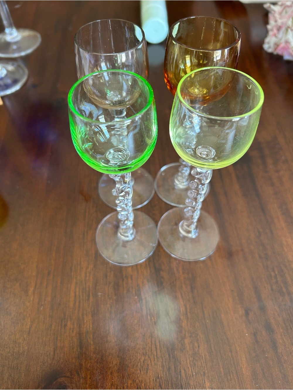Colored Stemmed Cordial Glasses -